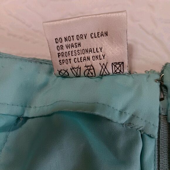 Vintage Lawrence Kazer Teal Aqua Beaded Silk Midi Skirt Sz S 80s 90s Eveningwear - Picture 16 of 16